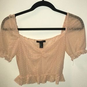 Blush Pink Polka Dot Crop Top